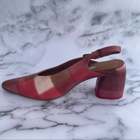 Miista Plaid Print Slingback Heel in Red NWOT - Picture 2 of 8